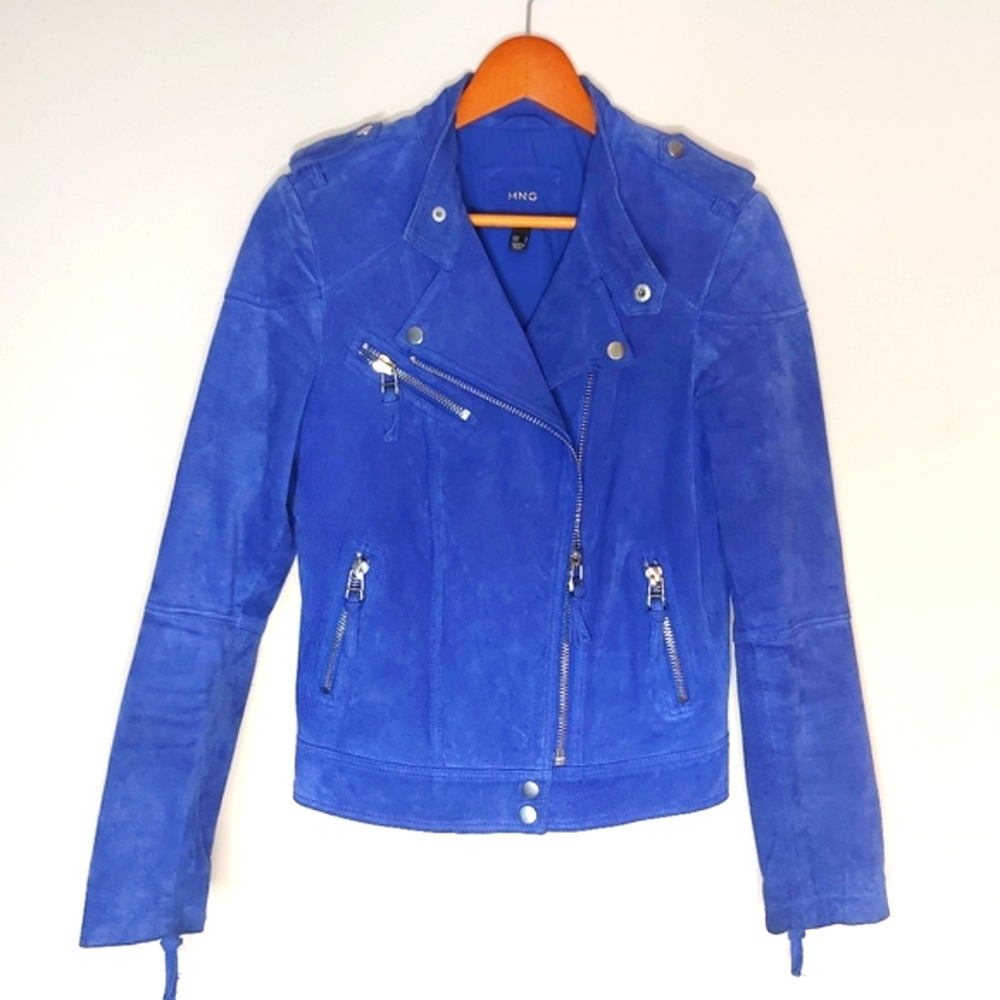 Mango suede moto jacket - size small